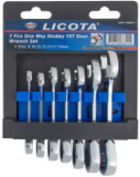 Licota Набор ключей трещоточных коротких 72 зуба  8-19 мм, 7 предметов на пластиковом держателе